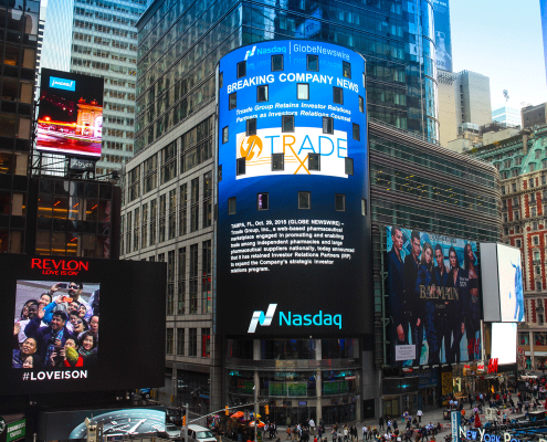 Trxade Health featured on NASDAQ tower on 10/29/2015.